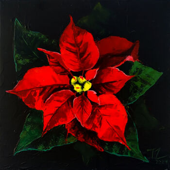 Peinture intitulée "Poinsettia" par Tetiana Zelinska, Œuvre d'art originale, Acrylique