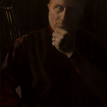 「Self-portrait 1」というタイトルの絵画 Tudor Gaftonによって, オリジナルのアートワーク, オイル ウッドストレッチャーフレームにマウント