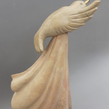 Sculpture titled "Envol du chiffon" by Jean-Pierre Thaurenne, Original Artwork, Stone