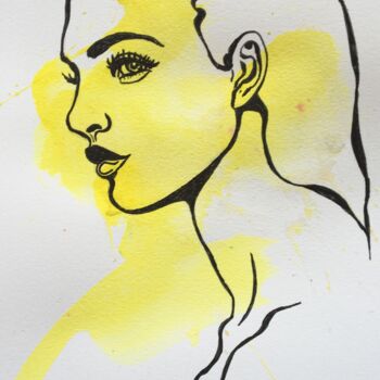 "yellow woman 1" başlıklı Tablo Thekla Kellmann tarafından, Orijinal sanat, Suluboya