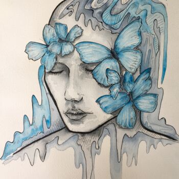 Painting titled "Dreamer Nr.3" by Thekla Kellmann, Original Artwork, Watercolor