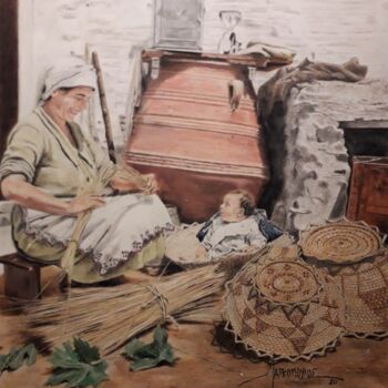 Картина под названием "Baskets." - Θεοδωροσ Μαρκοπουλοσ, Подлинное произведение искусства, Пастель