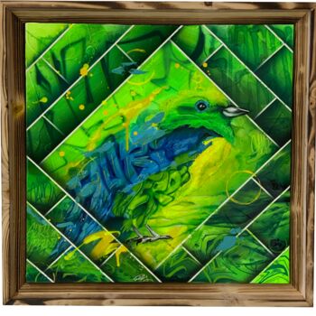 Malerei mit dem Titel "Auri verde" von Loic Thiery, Original-Kunstwerk, Acryl Auf Keilrahmen aus Holz montiert