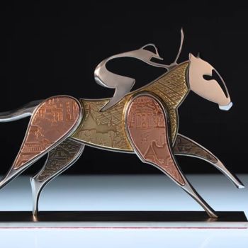 Sculpture titled "Le Jockey" by Thibaud Dière, Original Artwork, Metals