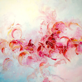 Painting titled "Volutes roses" by Thierry Jacquiot, Original Artwork, Oil