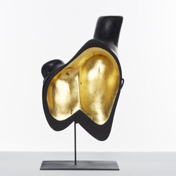 Sculpture intitulée "GOLD&HURT 2" par Thierry Ledé, Œuvre d'art originale, Bois