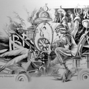 Drawing titled "Back to Future" by Thierry Mordant, Original Artwork, Pencil