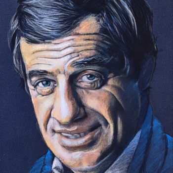 Drawing titled "Belmondo" by Thierry Villers, Original Artwork, Pencil