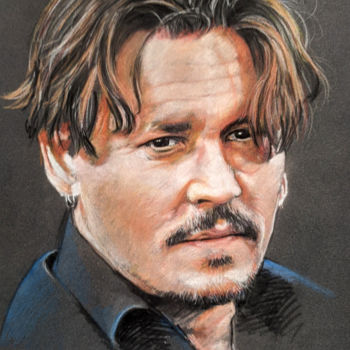 Dibujo titulada "Johnny Depp" por Thierry Villers, Obra de arte original, Pastel