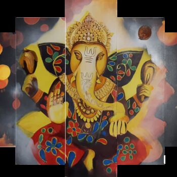 Painting titled "Lord Ganesha" by Thimira Dharmawardana, Original Artwork, Acrylic