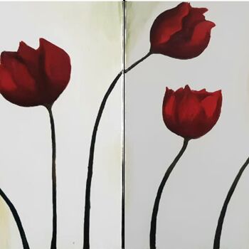 Painting titled "Tulips" by Thimira Dharmawardana, Original Artwork, Acrylic