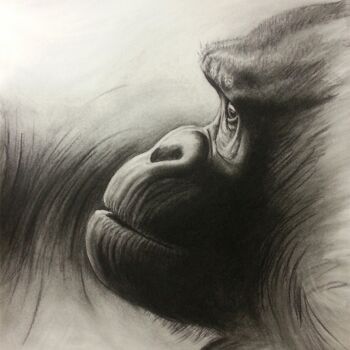 Drawing titled "Tombée du jour" by Thomas Rodet, Original Artwork, Charcoal