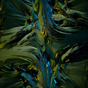 「Emerald」というタイトルのデジタルアーツ Thomas Seebauer (FractopiaArt)によって, オリジナルのアートワーク, デジタル絵画 ウッドストレッチャーフレームにマウント
