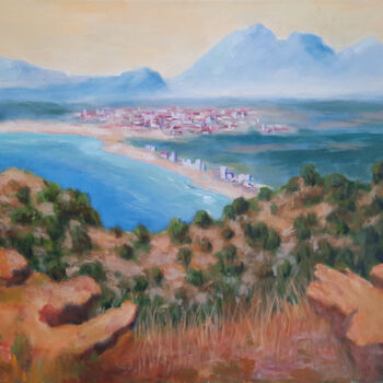 Malerei mit dem Titel "Blick von den Berge…" von Thomas Stellmacher, Original-Kunstwerk, Acryl Auf Keilrahmen aus Holz monti…