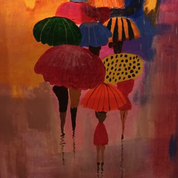 Pintura titulada "Gente nella piove" por Tibor Probst, Obra de arte original, Acrílico