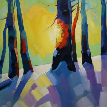 Painting titled "Winter morning (40x…" by Tigran Aveyan, Original Artwork, Oil Mounted on Wood Stretcher frame