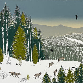 Printmaking titled "Running Wild" by Tim Southall, Original Artwork, Screenprinting