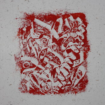 Printmaking titled "Mono in Red" by Tina Lane, Original Artwork, Monotype