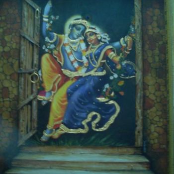 Painting titled "Radha & Krishna swi…" by Alka Sagar, Original Artwork