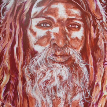 Peinture intitulée "Sadhu entre sienne…" par Tiphénomène, Œuvre d'art originale, Acrylique