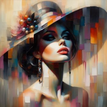 Digital Arts titled "Showing off her hat" by Tiss Ai Creations, Original Artwork, Digital Collage