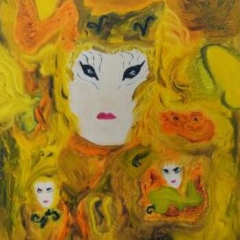 Painting titled "carnaval" by Martine Villani, Original Artwork, Oil