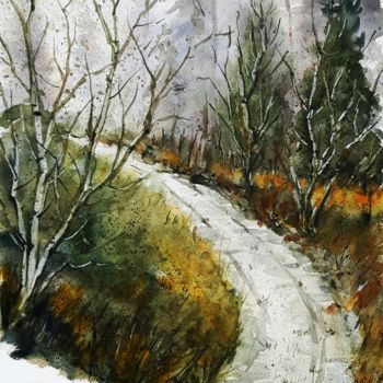 Painting titled "Verso l'inverno" by Tito Fornasiero, Original Artwork, Watercolor