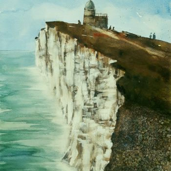 Painting titled "La punta del faro" by Tito Fornasiero, Original Artwork, Watercolor