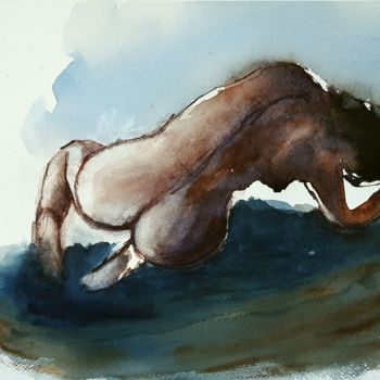 Painting titled "Nudo N° 30 (studio)" by Tito Fornasiero, Original Artwork, Watercolor