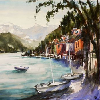 Pittura intitolato "Varenna (Lago di Co…" da Tito Fornasiero, Opera d'arte originale, Acquarello