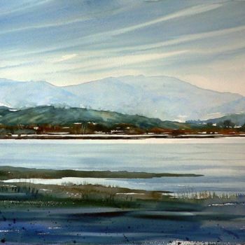 Painting titled "Lago lombardo 3" by Tito Fornasiero, Original Artwork, Watercolor