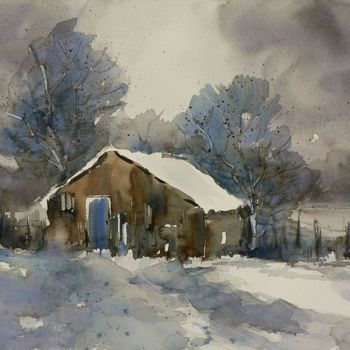 Pintura intitulada "Inverno 11" por Tito Fornasiero, Obras de arte originais, Aquarela