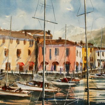 Painting titled "Menaggio (Lago di C…" by Tito Fornasiero, Original Artwork, Watercolor