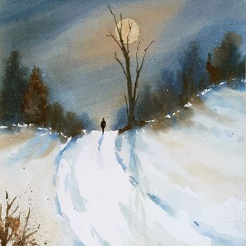 Painting titled "Inverno #21" by Tito Fornasiero, Original Artwork, Watercolor