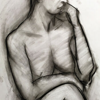 Drawing titled "Akt, Zeichnung, Fra…" by Sergej Luzewitsch, Original Artwork, Charcoal