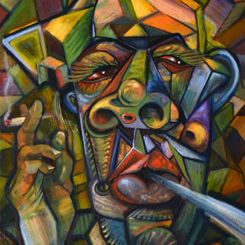 Peinture intitulée "Mr Richard Smoker" par Tom Aberneithie, Œuvre d'art originale, Huile
