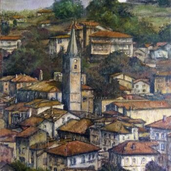 Painting titled "Comillas-Cantabria" by Tomás Castaño, Original Artwork, Oil