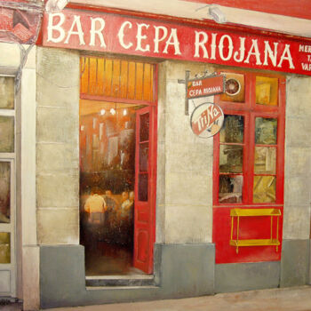 Pintura titulada "Bar Cepa Riojana" por Tomás Castaño, Obra de arte original, Oleo