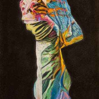 Drawing titled "Etoffe" by Maryse Renault, Original Artwork, Pastel