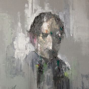 Painting titled "Who are you waiting…" by Tomoya Nakano, Original Artwork, Oil Mounted on Wood Stretcher frame