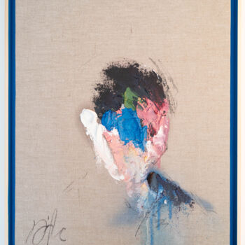 「English Blue Portra…」というタイトルの絵画 Tomoya Nakanoによって, オリジナルのアートワーク, オイル ウッドストレッチャーフレームにマウント