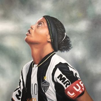 Painting titled "Ronaldinho Gaúcho" by Everton Tolentino, Original Artwork, Oil