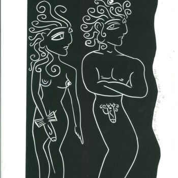 Disegno intitolato "AND THEY LIVED HAPP…" da Toni Barca, Opera d'arte originale