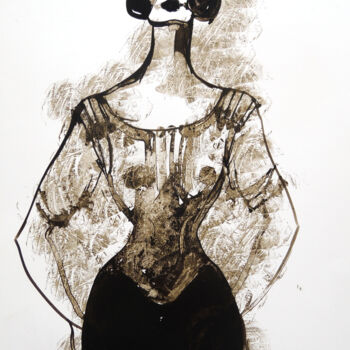 Dibujo titulada "la madame" por Tonia R.Alvarez, Obra de arte original, Tinta