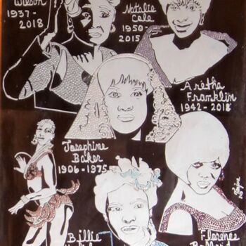 Картина под названием "Musical Ladies" - Tonjua Lyles, Подлинное произведение искусства, Акрил Установлен на Стекло