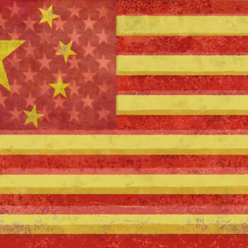 Digitale Kunst getiteld "Chinese American Fl…" door Tony Rubino, Origineel Kunstwerk, Digitaal Schilderwerk Gemonteerd op Fr…
