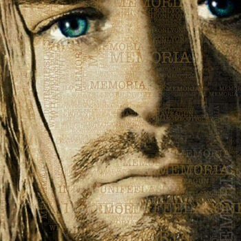 Digitale Kunst getiteld "Kurt Cobain Nirvana…" door Tony Rubino, Origineel Kunstwerk, Digitaal Schilderwerk Gemonteerd op Fr…