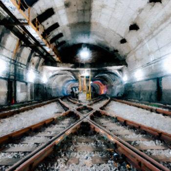"Train Tracks Under…" başlıklı Dijital Sanat Tony Rubino tarafından, Orijinal sanat, Dijital Resim Ahşap Sedye çerçevesi üze…
