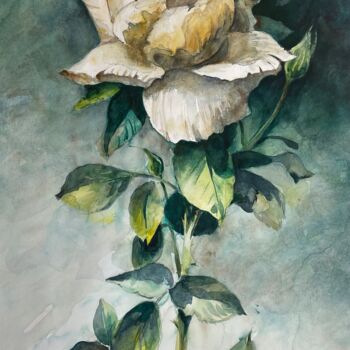Pittura intitolato "La rose…en Mai" da Tony Szabo, Opera d'arte originale, Acquarello