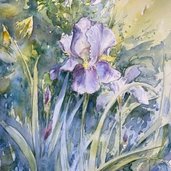 Pittura intitolato "Iris au printemps" da Tony Szabo, Opera d'arte originale, Acquarello